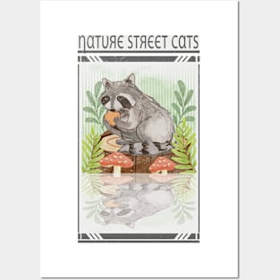 nature street cats vintage racoon Posters and Art